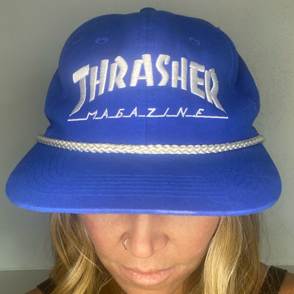 THRASHER skateboard Rope SnapBack Royal Blue & White hat